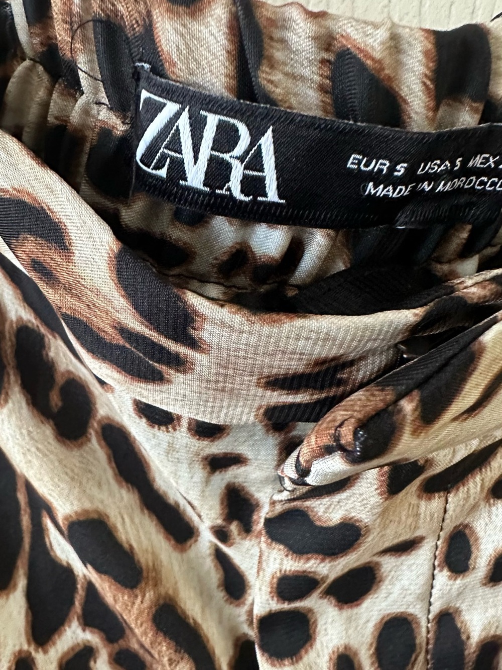 Zara Leopard Print Wide-Leg Loose Fit Pants in Brown Black Effortless Chic Sz Sm - Picture 10 of 11